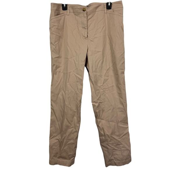 Talbots The Perfect Chino Womens Beige Khaki Pants Flat Front Stretch Cotton 14 - Picture 1 of 16